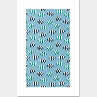 Abstract tropical fish repeating pattern Posters and Art